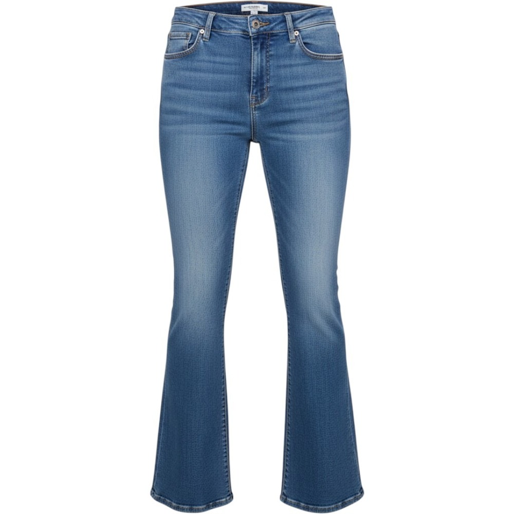Hollister High-Rise Flare Jeans Medium Wash Blue Denim W32 14R 2029